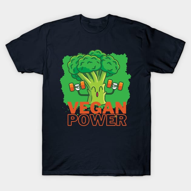 Vegan Power Broccoli Gym T-Shirt by DMS DESIGN